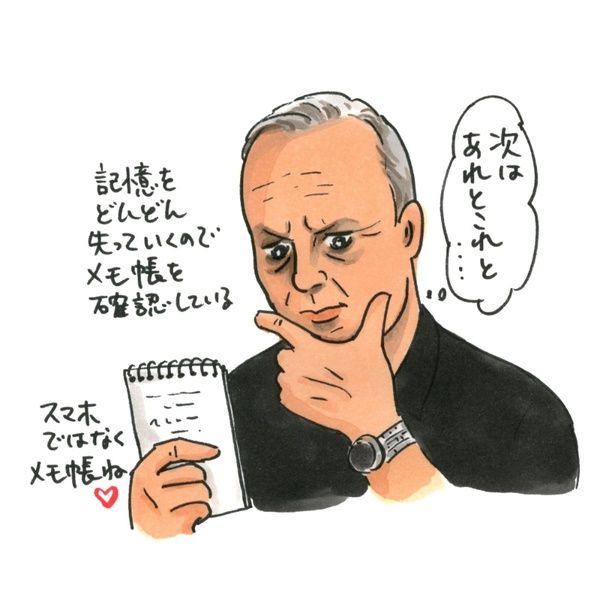 急速に記憶を失うノックスは、完全犯罪の計画をメモ帳に書き留め遂行していく イラスト/石川三千花