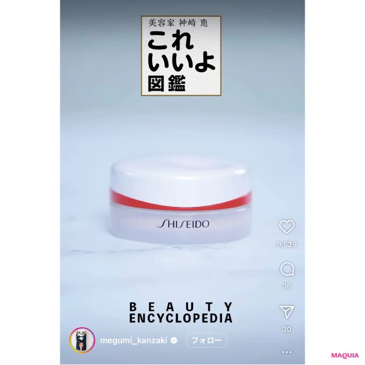 神崎 恵さんのこれ いいよ図鑑のインスタ画面 資生堂