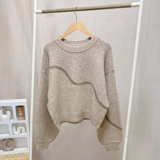 しまむらakaneニュアンス柄ニットプルオーバー