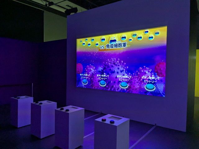 免疫細胞軍とウイルス連合軍のリズムゲーム説明画面