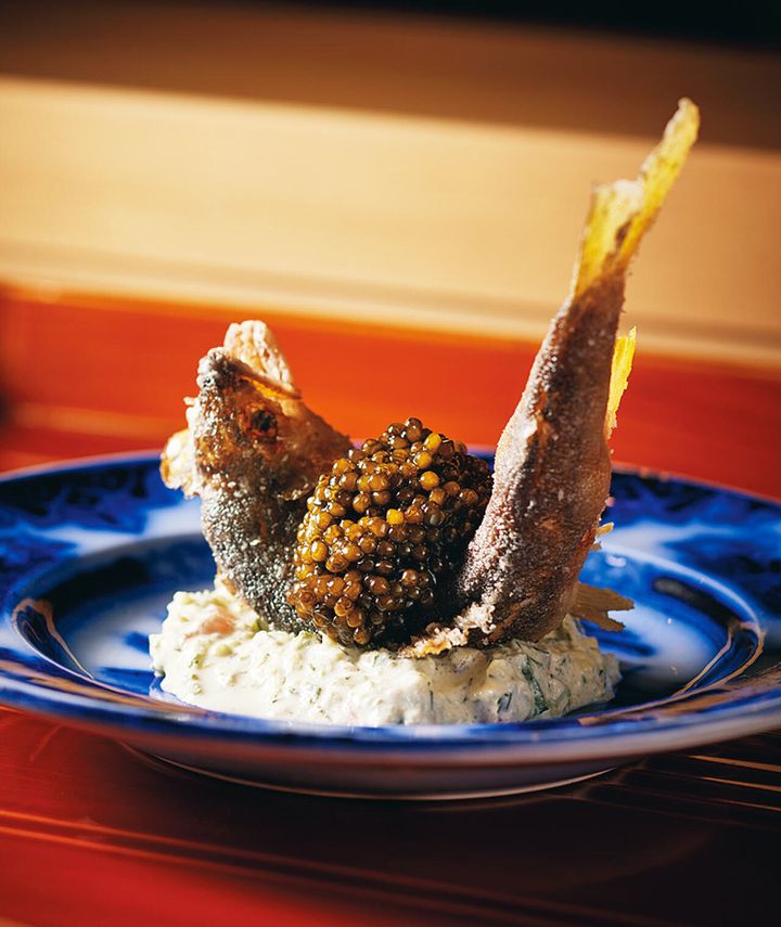 銀座一丁目『銀座 きた川』の「鮎の唐揚げ」