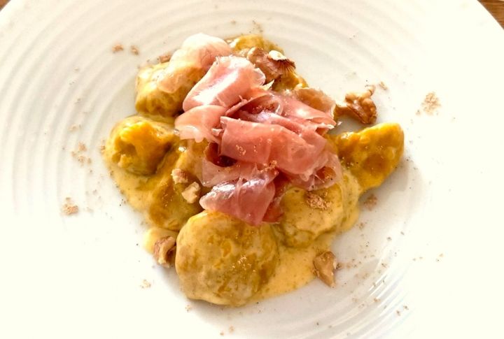 生ハムとカボチャのクリームニョッキ