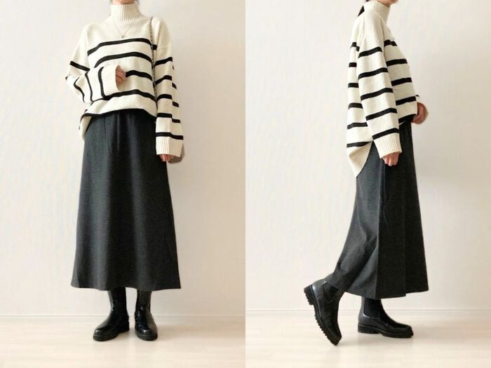 【GU】シンプルだからこその着回し力！40代女子が履きたい「フレアスカート」。イロチで揃えるのが断然おすすめです♪