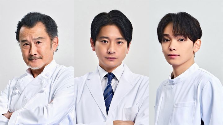 ドラマ『ヤンドク！』に出演する（左から）吉田鋼太郎、向井理、宮世琉弥 （C）フジテレビ width=