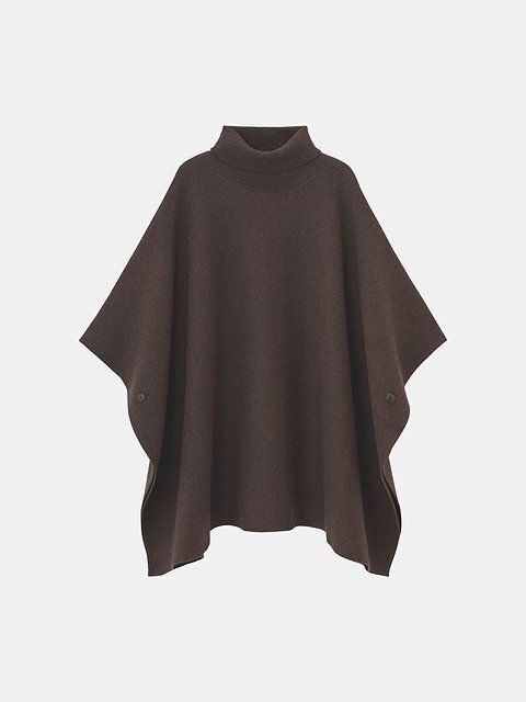 PLSTのウールコットンブレンドポンチョセーター