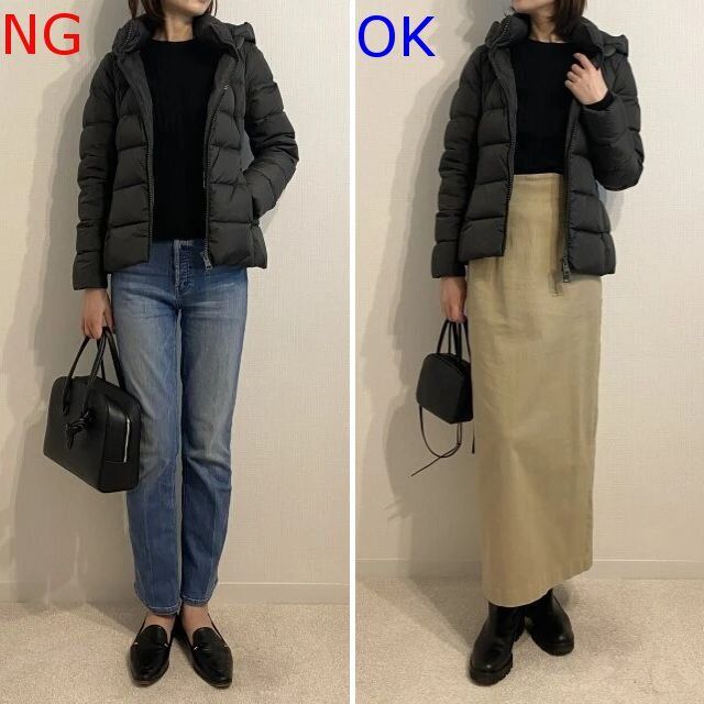 黒ダウンコートNG＆OKコーデ