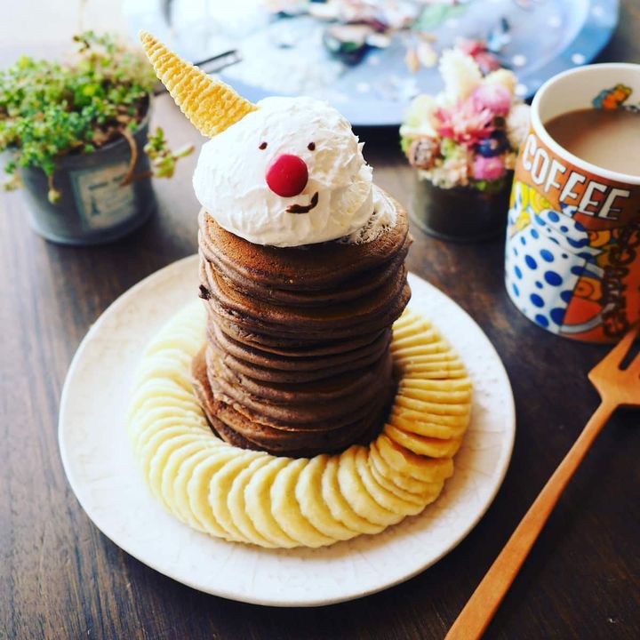 スノーマンチョコチップパンケーキ