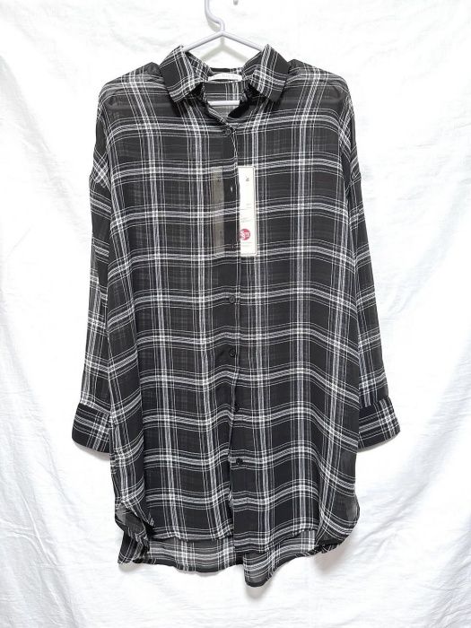 しまむら「シアーチェックシャツチュニック」