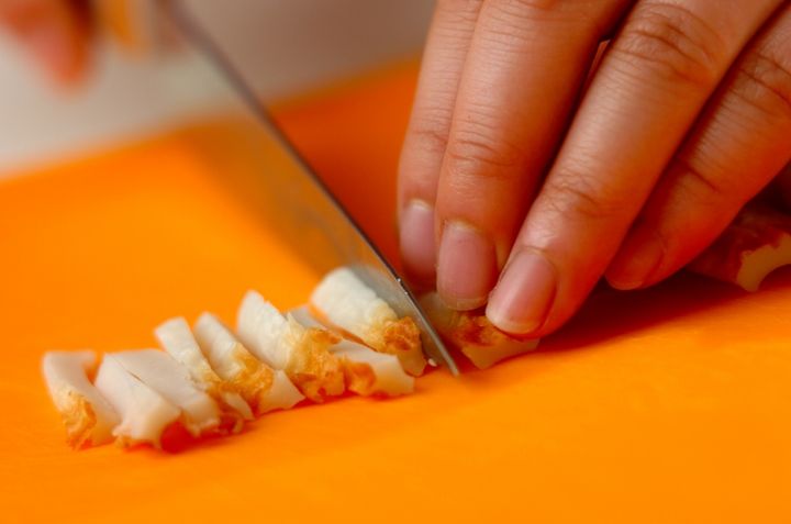 春菊のポン酢和えの下準備1