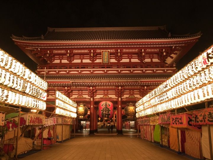 夜の浅草寺 屋台