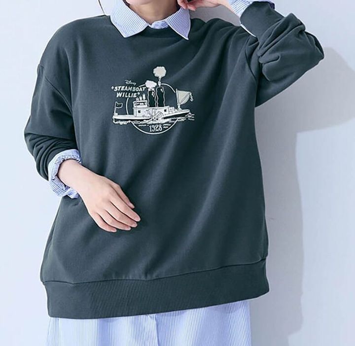 ユニセックス裏毛プルオーバー 蒸気船ウィリー