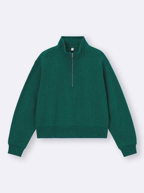 2025gu冬女性おすすめヘビーウェイトスウェットハーフジッププルオーバー
