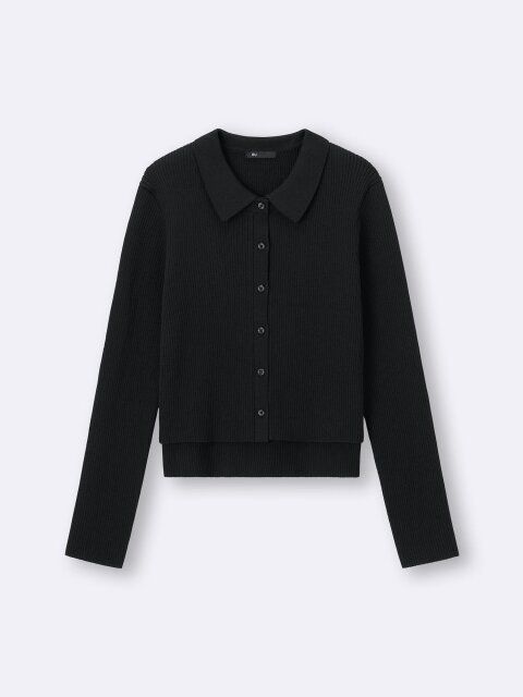 2025gu冬値下げ女性2ピースリブニットポロシャツ