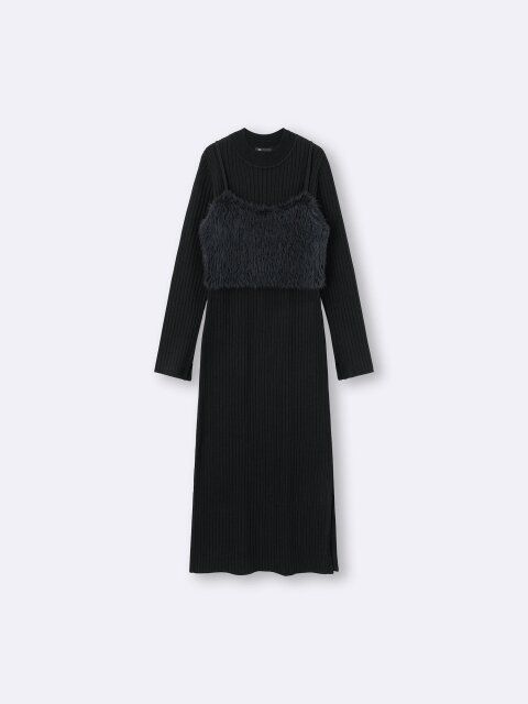 2025gu冬値下げ女性2ピースビスチェセットワンピース