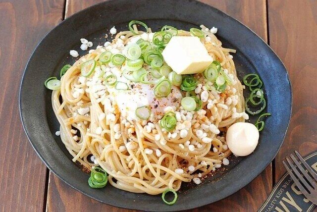 悪魔のレンジたぬきスパゲッティ