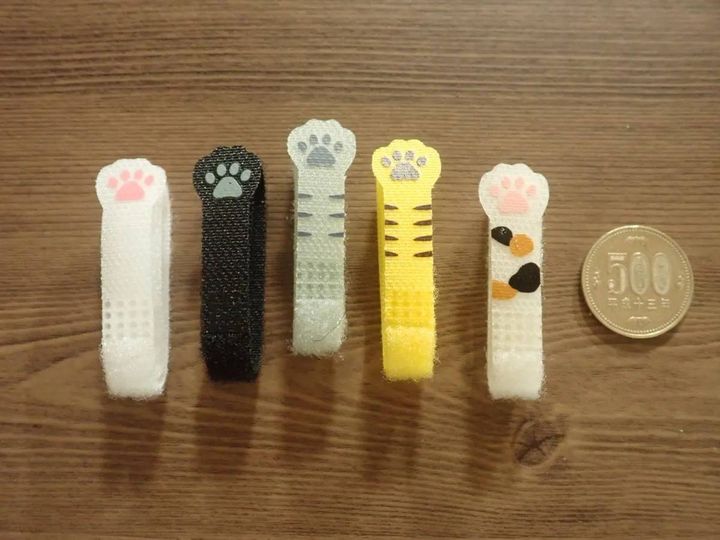 DAISO(ダイソー)：ケーブルタイ(肉球柄、5本、幅1cm×長さ15cm)