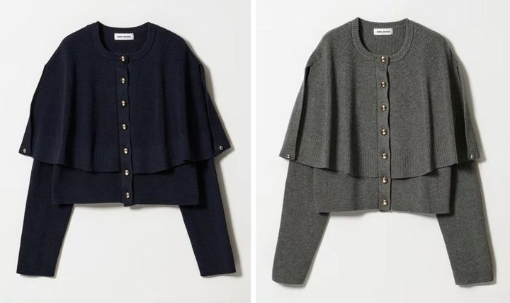 画像: ＜EMMEL REFINES＞EM HWケープボタン 3WAY ニット（ネイビー/ミッドグレー）各¥11,880＜ミッドグレーは1月上旬発売予定＞ 出典：ユナイテッドアローズ グリーンレーベル リラクシング
