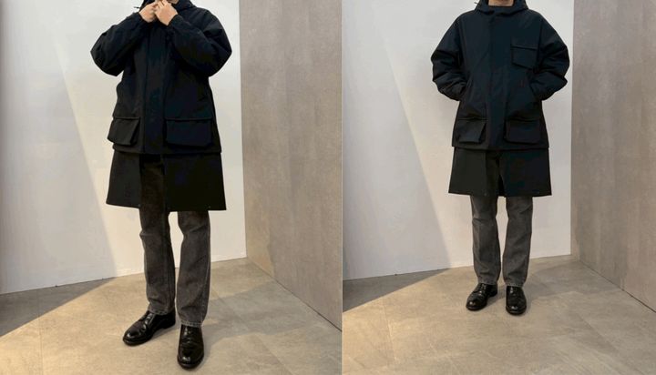 パテッドシェルパーカ着用写真