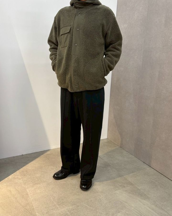 ボアフリーススナップパーカ着用写真