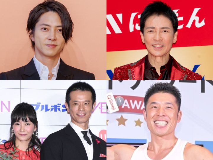 （左上から時計回りで）山下智久、郷ひろみ、なかやまきんに君、庄司智春、藤本美貴 クランクイン！ width=