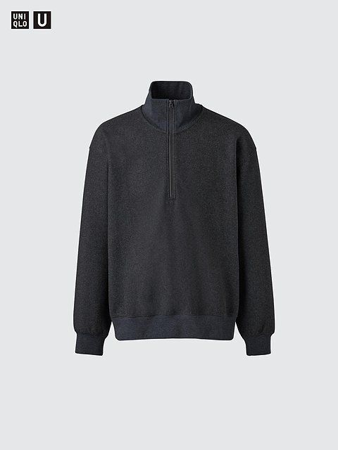 ユニクロのブラッシュドスウェットハーフジップシャツ