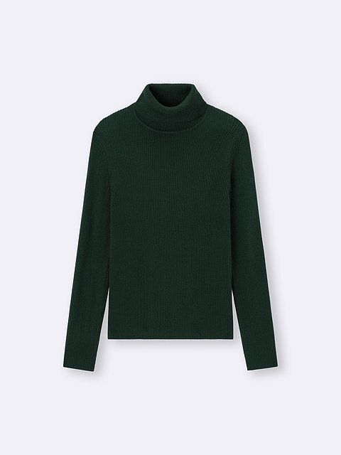 GUのリブタートルネックセーター