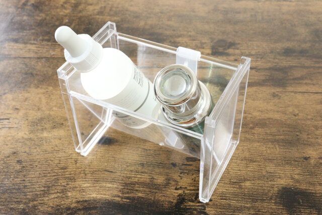 洗面鏡ナナメスタンド クリアー コスメ収納