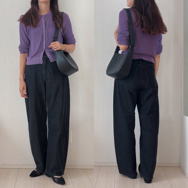 パープルのメッシュニットで秋っぽく