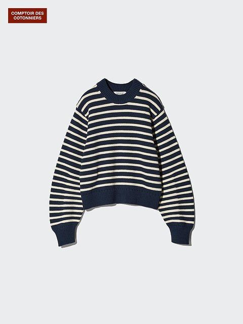 ユニクロのコットンブレンドクロップドクルーネックセーター