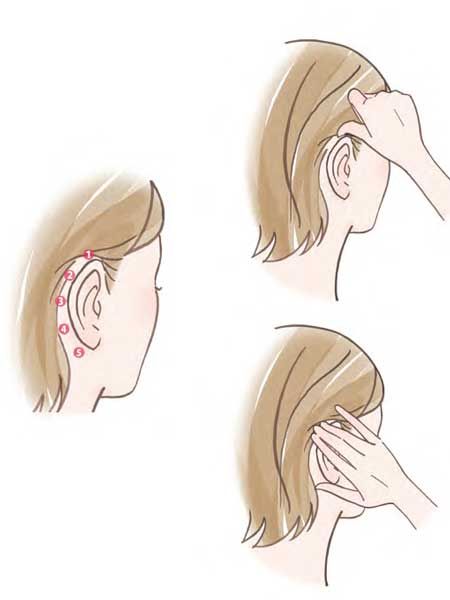 5．耳の後ろのコリをほぐし、血流を促す