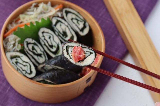 鶏ひき肉の大葉海苔巻き 梅味噌味
