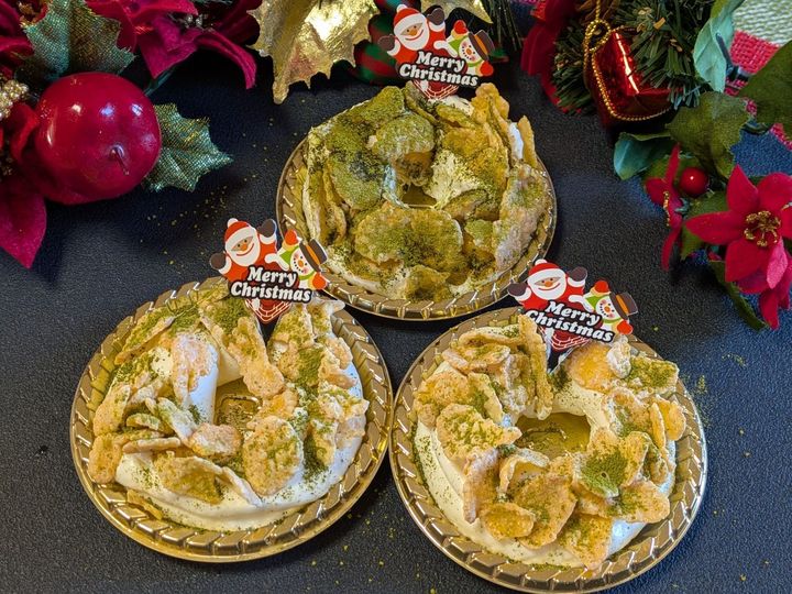 特別な型は不用！〜簡単リース風抹茶チーズケーキ〜