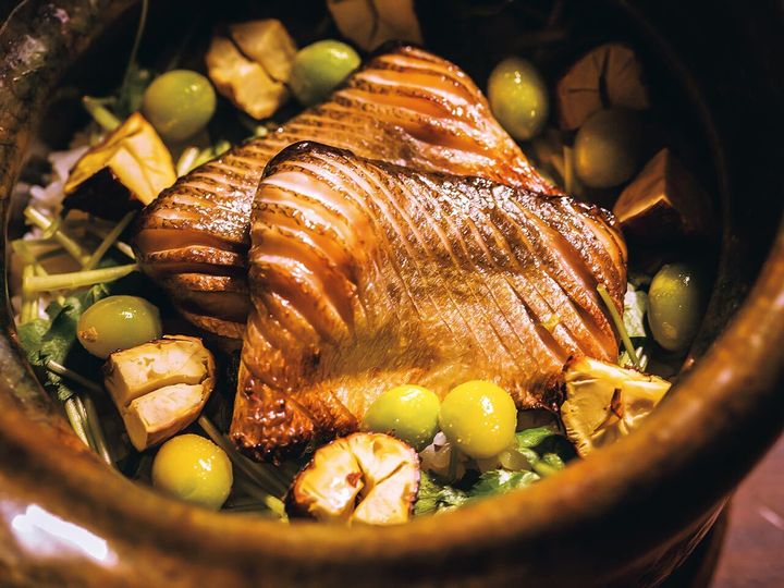 新橋『せろ』の「かますと新銀杏と栗の土鍋ごはん」