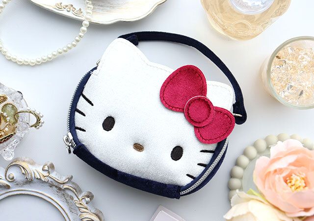 ブリルミーハローキティミニコスメポーチベロア調