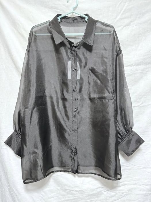 しまむら「ポケット襟付きシアーブラウス」