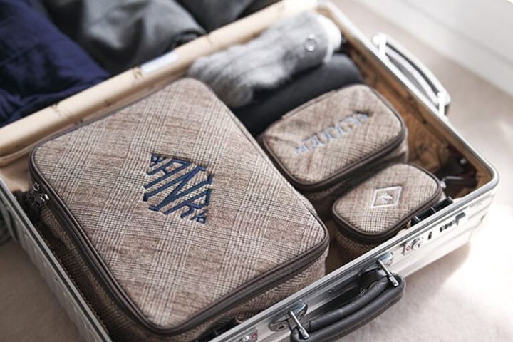 家族のイニシャル入り「トラベル用仕分けポーチ」