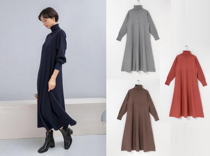 画像: URBAN RESEARCH ROSSO WEB限定 タートルネックデザインスリーブワンピース（ネイビー/グレー/レッド/ダークブラウン）各¥13,750（すべてアーバンリサーチ）※12月中旬発売予定