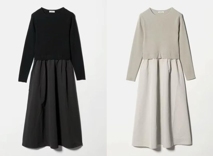 画像: タフタ ドッキング ワンピース ウォッシャブル（ブラック/ライトグレー）各¥12,980（ともにユナイテッドアローズ グリーンレーベル リラクシング）