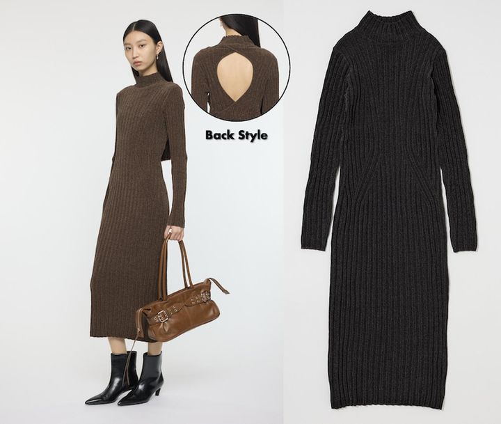 画像: VELOUR TOUCH KNIT ドレス（ブラウン/ライトブラック）各￥13,970（ともにマウジー）