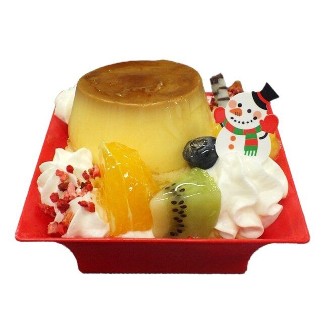 シャトレーゼ うみたて卵プリンのアラモード ハッピー雪だるま