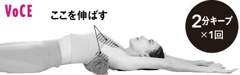 バンザイをし、胸の伸びと背骨の反りを感じたら、2分キープ×1回