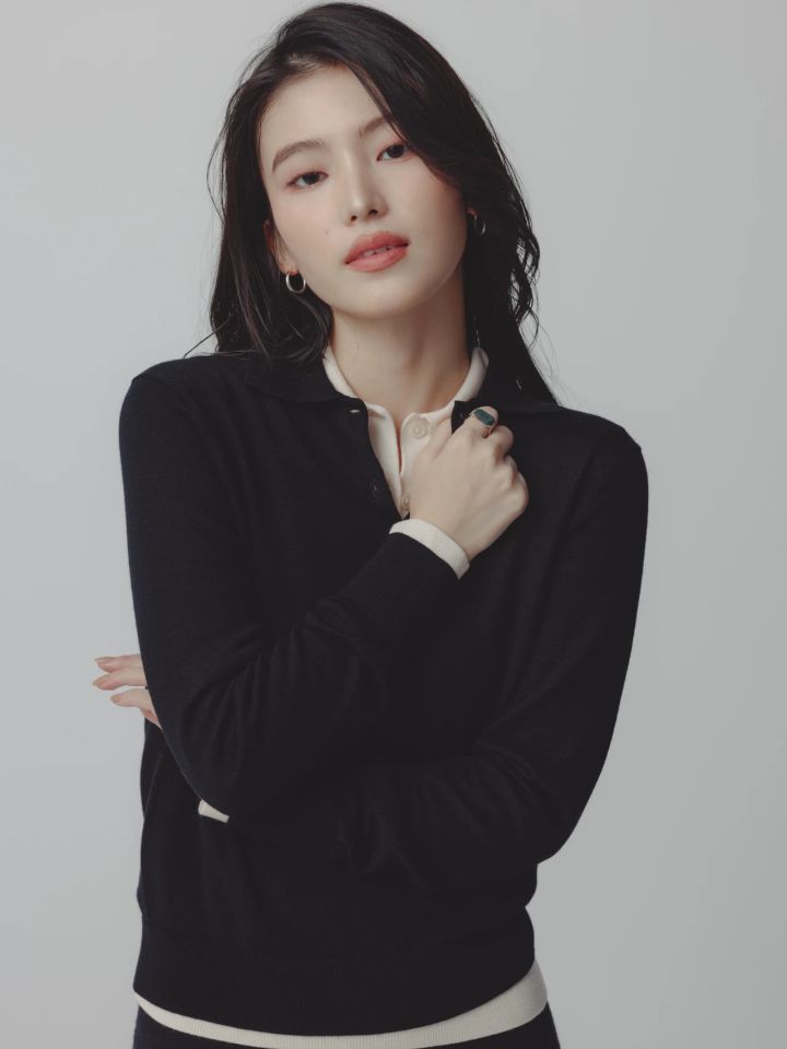 ユニクロ UNIQLO 黒セーター メリノポロセーター 陰影メイク メイク