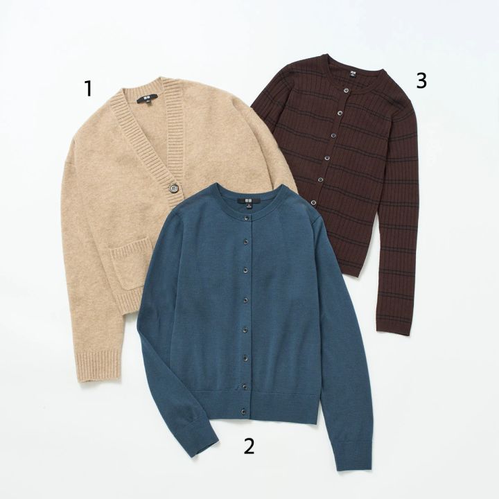 ユニクロ UNIQLO スフレヤーンショートカーディガン メリノクルーネックカーディガン メリノリブクルーネックショートカーディガン