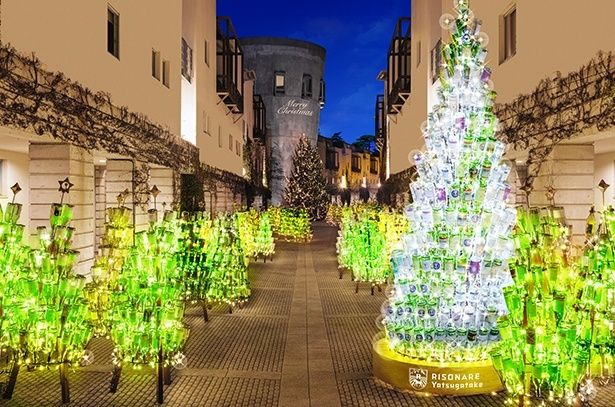 1万2000本のワインボトルを使ったツリーが並ぶ