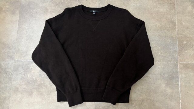 ユニクロスムースコットンクルーネックセーター ダークブラウン
