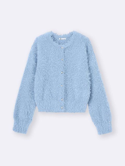 GUのシャイニークルーネックカーディガン