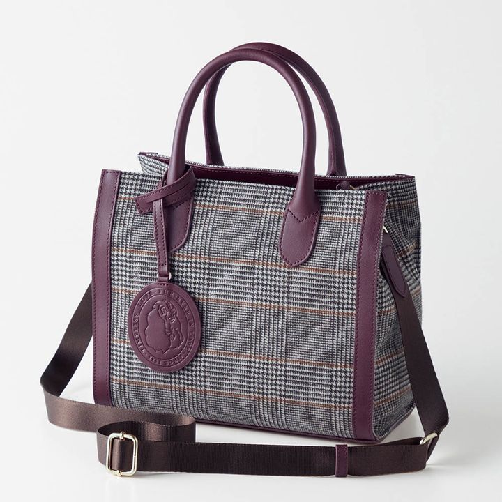 革付属ツイードチェックのミニバッグ レディ