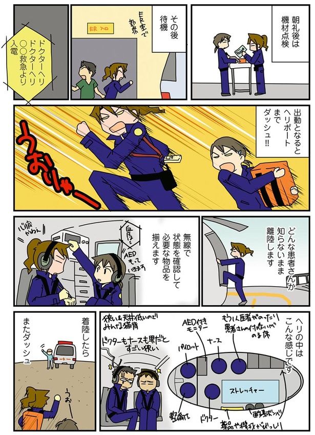 出動となるとヘリポートまでダッシュ！！ （C）さーたり／KADOKAWA