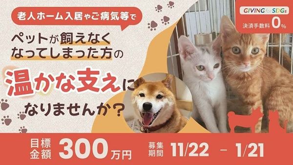 病気などでペットを手放した人の支えに。犬猫の治療費のためのクラファン実施中