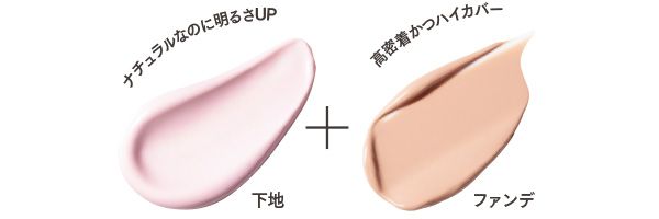 下地：ナチュラルなのに明るさUP ファンデ：高密着かつハイカバー